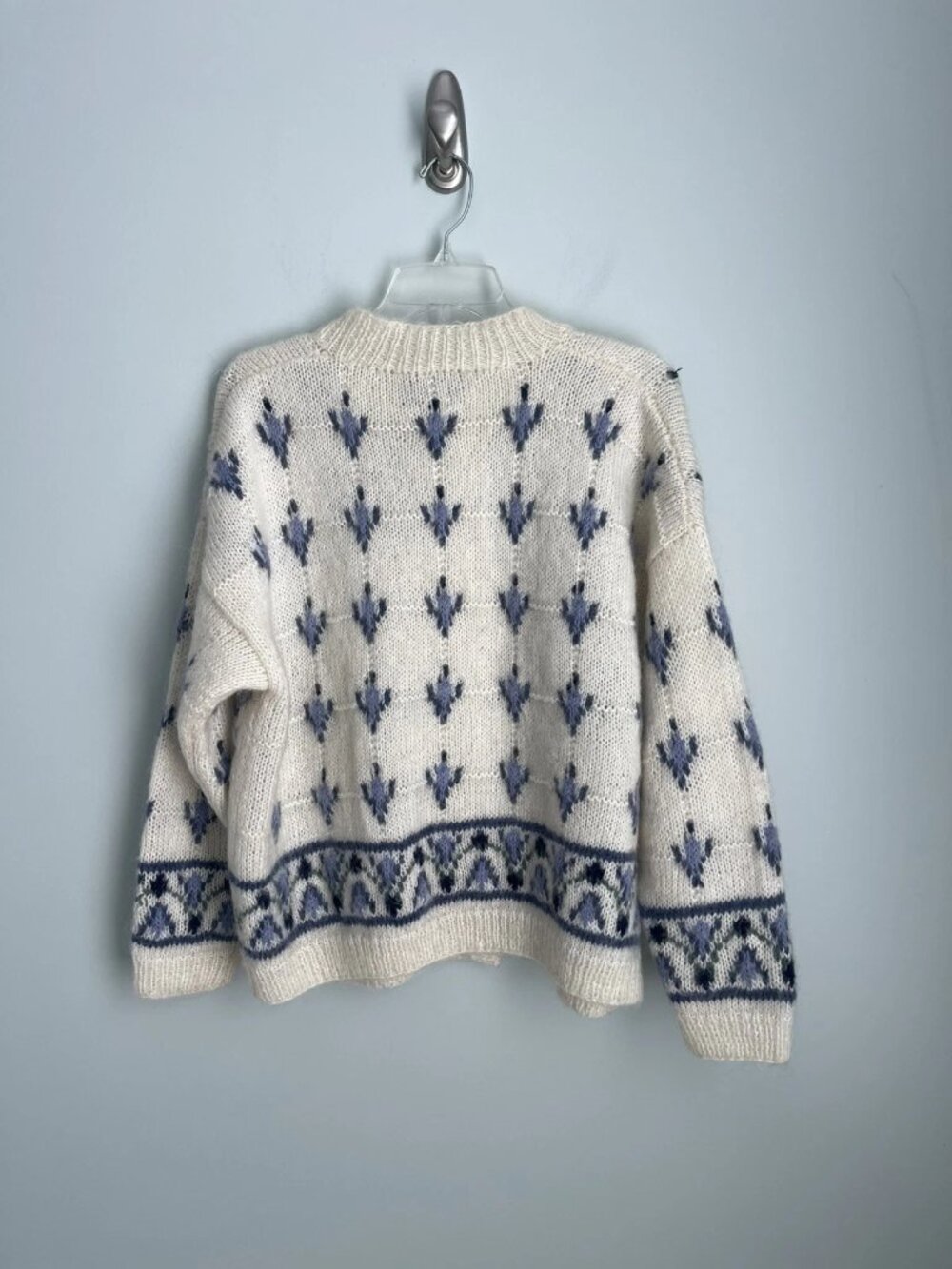 Vtg Express Tricot Handknitted Mohair Blend Fuzzy Cardigan Oversized - Picture 5 of 7